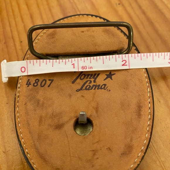 Tony Lama hand stitched leather rodeo calf roper belt buckle. - Picture 6 of 10